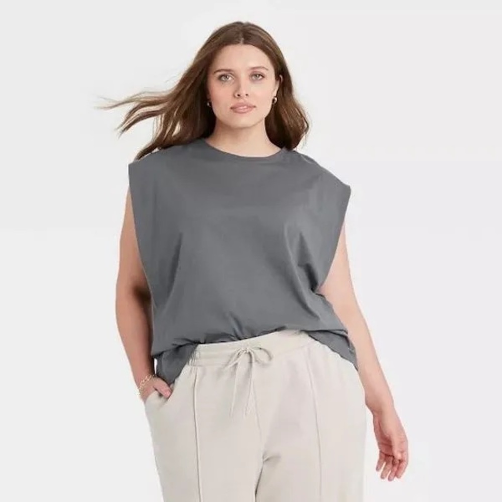 ISO - a new day exaggerated shoulder tank top